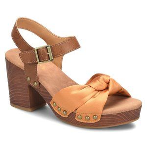 NIB  KORKS BY KORK-EASE Natalia Knot Sandal  Yellow Satin